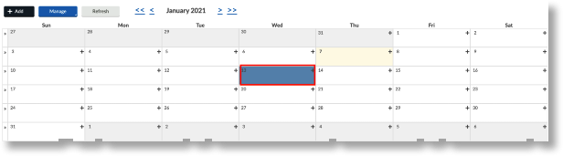 A calendar with a red rectangle  Description automatically generated